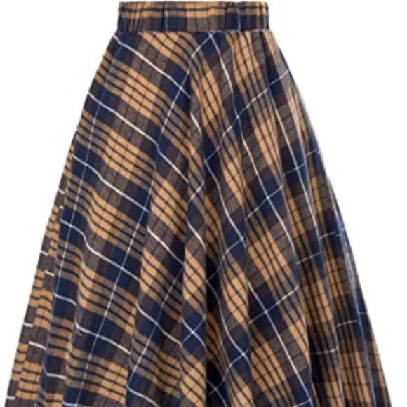 Women's A-Line Vintage Skirt Grid Pattern Plaid - Picture 1 of 1
